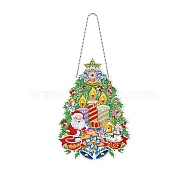Christmas Theme DIY Diamond Painting Wreath Pendant Decoration Kits, including Resin Rhinestones, Diamond Sticky Pen, Tray Plate and Glue Clay, Christmas Tree, 285x205mm(XMAS-PW0001-112D)