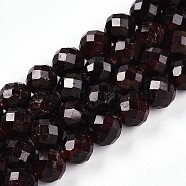 Natural Garnet Beads Strands, Round with Faceted, 7.5~8mm, Hole: 1mm, about 23~26pcs/strand, 7.36~7.72''(18.7~19.6cm)(G-S345-8mm-37)