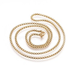304 Stainless Steel Box Chain Necklaces, Golden, 23.62 inch(60cm)(NJEW-P244-01G)