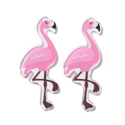 Transparent Acrylic Big Pendant, Flamingo, Pearl Pink, 55x22x2mm, Hole: 1.2mm(ENAM-D045-01A)