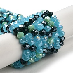 Glass Beads Strands, Faceted, Rondelle, Steel Blue, 8x6mm, Hole: 1mm, about 65~68pcs/strand, 15.7~16.1 inch(40~41cm)(EGLA-A034-M8mm-58)