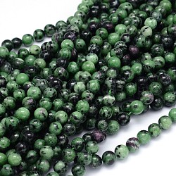 Round Natural Ruby in Zoisite Bead Strands, 4mm, Hole: 1mm, about 98pcs/strand, 15.3inches(G-F222-11-4mm)