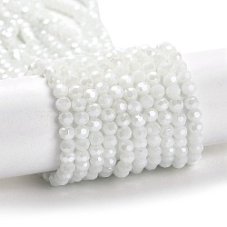 Electroplate Opaque Glass Beads Strands, Faceted(32 Facets), Pearl Luster Plated, Round, WhiteSmoke, 4mm, Hole: 0.7mm, about 88~95pcs/strand, 12.99~14.06 inch(33~35.7cm)(EGLA-A035-P4mm-A01)