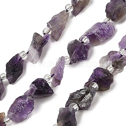 Natural Amethyst Beads Strands, Nuggets, 5.5~18x9~14x4.5~10mm, Hole: 1mm, about 14pcs/strand, 8.19''(20.8cm)(G-Q023-F01-01)