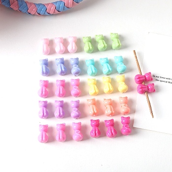 Opaque Acrylic Beads, Cat, Mixed Color, 14.8x8.4mm, Hole: 2.6mm, about 900pcs/500g