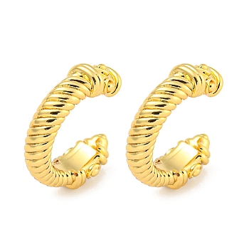 Brass Cuff Earrings, Rope, Real 18K Gold Plated, 14x4mm