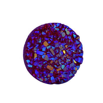 Resin Cabochons, Imitation Druzy Agate, Flat Round, AB Color Plated, Blue, 12x3mm