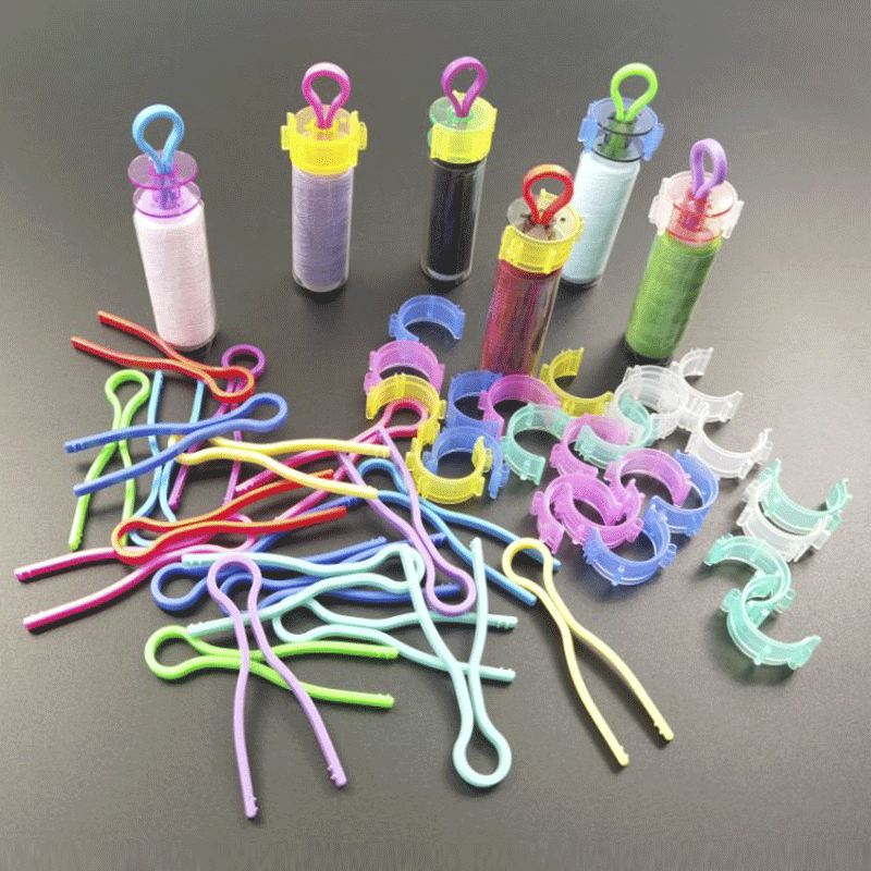 Silicone & Plastic Bobbin Thread Holders, Thread Buddies Clips, Sewing Machine Accessories, for Thread Spool Organizing, Mixed Color, Packaging: 17x12mm, 50pcs/set, 1 set/bag