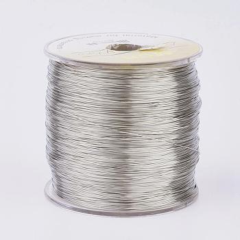 Eco-Friendly Round Copper Wire, Copper Beading Wire for Jewelry Making, Long-Lasting Plated, Platinum, 26 Gauge, 0.4mm, about 1706.03 Feet(520m)/500g