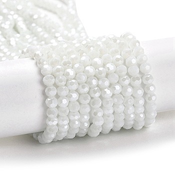Opaque Glass Beads Strands, Faceted, Round, WhiteSmoke, 4mm, Hole: 0.7mm, about 88~95pcs/strand, 12.99~14.06 inch(33~35.7cm)