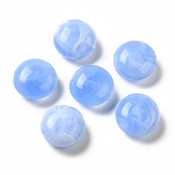 Transparent Acrylic Beads, Two Tone, Flat Round, Cornflower Blue, 15.5x8mm, Hole: 1.5mm, about: 390pcs/500g