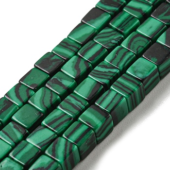 Synthetic Malachite Beads Strands, Dyed, Cube, 3~3.5x3~3.5x3~3.5mm, Hole: 0.8mm, about 110pcs/strand, 14.96 inch(38cm)