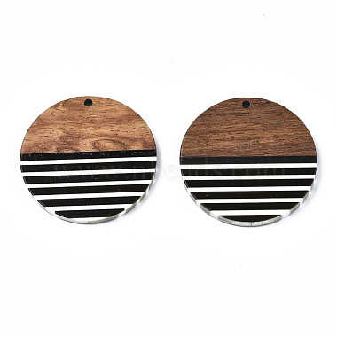 Stripe Resin & Walnut Wood Pendants(RESI-N025-022)-2