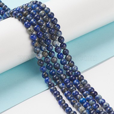 Natural Lapis Lazuli Round Beads Strands(G-I181-09-4mm)-4