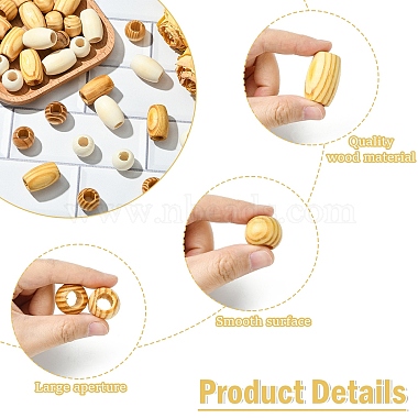 40Pcs 2 Styles Pinewood Beads(WOOD-YW0001-48)-4