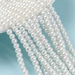 Baking Paint Pearlized Glass Pearl Round Bead Strands, White, 4~5mm, Hole: 1mm, about 200~210pcs/strand, 31.4 inch(HY-Q003-4mm-01)