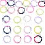 15Pcs Spray Paint Alloy Spring Gate Rings, Ring, Mixed Color, 25x5mm(FIND-TA0010-92)