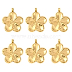 6Pcs 304 Stainless Steel Pendants, Ion Plating(IP), Flower Charms, Real 14K Gold Plated, 24x21x4mm, Hole: 2mm(STAS-YW0003-27)