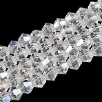 Transparent Electroplate Glass Beads Strands, AB Color Plated, Faceted, Bicone, Clear AB, 4x4mm, Hole: 0.8~1mm, about 75~78pcs/strand, 28~29cm(GLAA-F029-4mm-A13)
