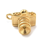 304 Stainless Steel Charms, Camera, Real 18K Gold Plated, 8x13.5x9.5mm, Hole: 1.6mm(X-KK-D503-35G)