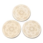 Sacred Geometry Wooden Grid, Laser Engraved Crystal Grids & Altar Coasters, Round, Flower, 100x2.5mm(DJEW-F028-01B)