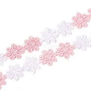 Daisy Flower Polyester Lace Trims, Embroidered Applique Sewing Ribbon, for Sewing and Art Craft Decoration, Pink, 5/8 inch(15mm), 15 yards/roll(13.72m/roll)(OCOR-H109-05A)