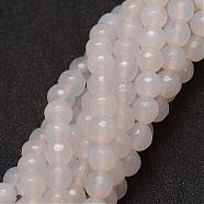 Natural Agate Beads Strands, Dyed, Faceted, Round, Linen, 8mm, Hole: 1mm, about 47pcs/strand, 14 inch(G-G882-8mm-A06-7)