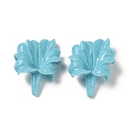 Synthetic Coral Beads, Dyed, Flower, Sky Blue, 32x23.5x9.5mm, Hole: 1.2mm(CORA-C001-02A)