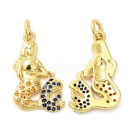 Brass Micro Pave Cubic Zirconia Pendants, Mermaid, Real 18K Gold Plated, 20x14x2mm, Hole: 3mm(KK-P236-15G)