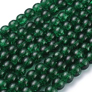Crackle Glass Beads Strands, Round, Dark Green, 8mm, Hole: 1.3~1.6mm, 31.4 inch(X-CCG-Q001-8mm-17)