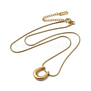 304 Stinless Steel Arch Pendant Necklaces with Round Snake Chains, Golden, 16.34 inch(41.5cm)(NJEW-H024-03G)