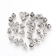 304 Stainless Steel Ear Nuts Findings, Stainless Steel Color, 5~6x4.5x4.5mm, Hole: 1mm, Fit For 0.6~0.7mm Pin(X-STAS-R071-29)