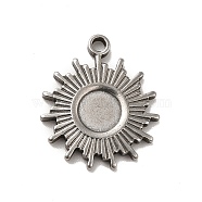 304 Stainless Steel Pendant Cabochon Settings, Sun, Stainless Steel Color, Tray: 5.5mm, 19x16x2mm, Hole: 1.6mm(STAS-I694-39P)