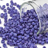 TOHO Round Seed Beads, Japanese Seed Beads, (408F) Cobalt Blue Opaque Rainbow Matte, 8/0, 3mm, Hole: 1mm, about 222pcs/10g(X-SEED-TR08-0408F)