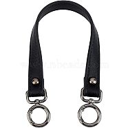 Microfiber Leather Bag Tape, with Gunmetal Zinc Alloy Swivel Spring Gate Rings Clasps, for Bag Straps Replacement Accessories, Black, 37x1.8x1.2cm(FIND-WH0063-72)