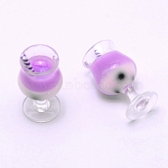 Resin Pendants, Imitation Food, Goblet with Bubble Tea/Boba Milk Tea, Medium Orchid, 31~38x16mm, Hole: 1.8mm(RESI-TAC0001-89D)