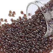 TOHO Round Seed Beads, Japanese Seed Beads, (177) Transparent AB Smoky Topaz, 11/0, 2.2mm, Hole: 0.8mm, about 1110pcs/bottle, 10g/bottle(SEED-JPTR11-0177)