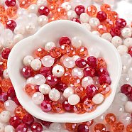 Glass Beads, Faceted, Rondelle, Tomato, 4x3mm, Hole: 0.4mm, about 820pcs/60g(EGLA-A034-SM4mm-27)