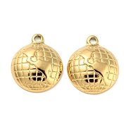 304 Stainless Steel Pendants, Earth Charm, Real 18K Gold Plated, 18x15x4.5mm, Hole: 1.4mm(STAS-Z047-06G)