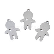 201 Stainless Steel Pendants, Laser Cut, Boy Silhouette Charm, Stainless Steel Color, 18x12x1mm, Hole: 1.4mm(STAS-T044-268P)