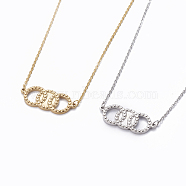 304 Stainless Steel Pendant Necklaces, with Cable Chains, Ring, Mixed Color, 18.89 inch(48cm), Pendant: 12x30x2.5mm(NJEW-E141-47)