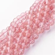 Cherry Quartz Glass Beads Strands, Round, about 8mm in diameter, hole: about 1mm, 15~16 inch(GSR054)