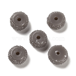 Opaque Resin Beads, Textured Rondelle, Slate Gray, 12x7mm, Hole: 2.5mm(RESI-B020-07S)