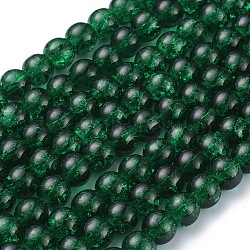 Crackle Glass Beads Strands, Round, Dark Green, 8mm, Hole: 1.3~1.6mm, 31.4 inch(X-CCG-Q001-8mm-17)