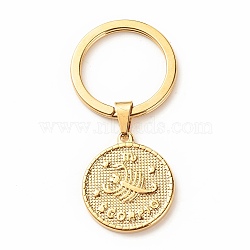 304 Stainless Steel Pendants Keychain, with 304 Stainless Steel Split Key Rings, Flat Round with Twelve Constellations, Scorpio, 6.2cm(KEYC-JKC00314-08)