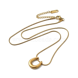 304 Stinless Steel Arch Pendant Necklaces with Round Snake Chains, Golden, 16.34 inch(41.5cm)(NJEW-H024-03G)