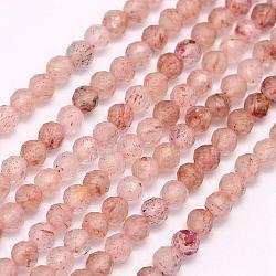 Natural Strawberry Quartz Beads Strands, Faceted, Round, 3mm, Hole: 0.5mm, about 180~189pcs/strand, 15.7 inch(40cm)(G-F509-31-3mm)