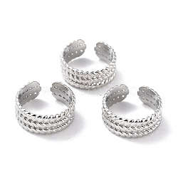 Non-Tarnish 304 Stainless Steel Finger Rings, Cuff Rings, Long-Lasting Plated, Textured, Stainless Steel Color, US Size 6 3/4(17.1mm), 8mm(X-RJEW-L102-40P)