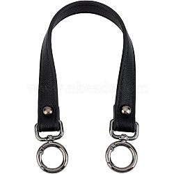 Microfiber Leather Bag Tape, with Gunmetal Zinc Alloy Swivel Spring Gate Rings Clasps, for Bag Straps Replacement Accessories, Black, 37x1.8x1.2cm(FIND-WH0063-72)