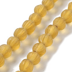 Handmade Lampwork Beads, Pumpkin, Gold, 10.5x9.5mm, Hole: 1.5mm, about 64pcs/strand, 25.79''(65.5cm)(LAMP-Z008-05H)